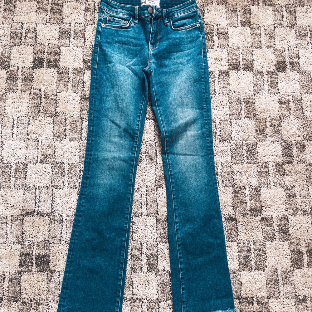Free People Teal-Blue Flare Jeans